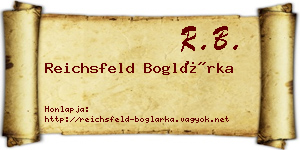 Reichsfeld Boglárka névjegykártya